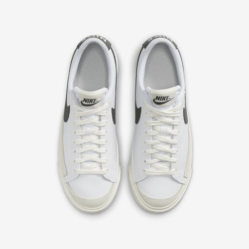 Nike Blazer Low '77 Big Kids' Shoes (DA4074-124, White/Sail/Vintage Green) Size 54