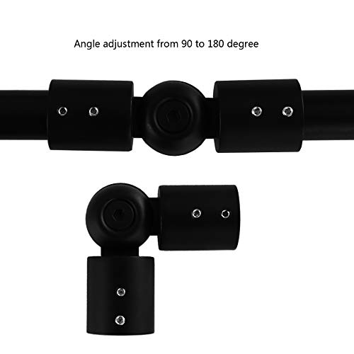 Window Corner Curtain Rod Connector Set Of 2, Adjustable Curtains Rods Connector For Bay Windows Blinds With 1 Inch Black Color Metal #TOP3