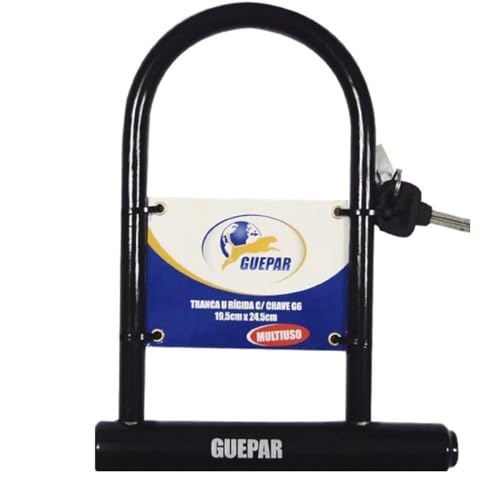 CADEADO COM CHAVE bicicleta U-LOCK RIGIDA tranca anti furto moto proteção reforçado 19.5Cmx24.5Cm
