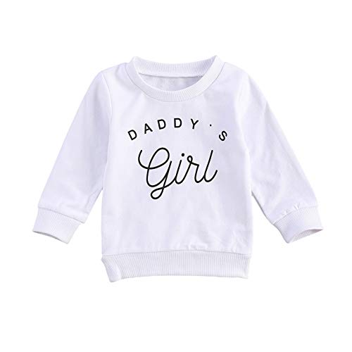 Toddler Baby Girls Hoodie Sweatshirt Mama's Girl Letters Pullover Casual Fall Winter Tops Clothes (Dadd'y Girls White, 6-12 Months)