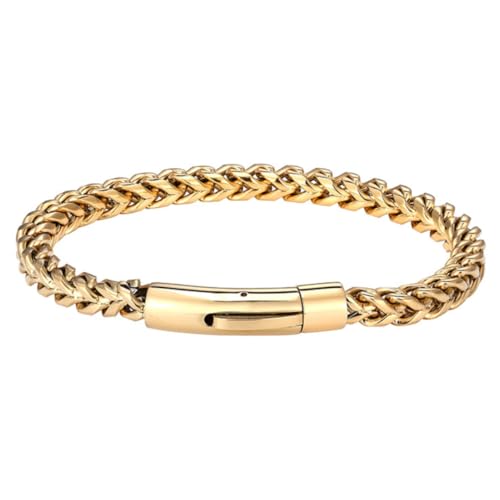 Pulseira Masculina "Luxury Man" em Aço Inoxidável com Banho de Ou...