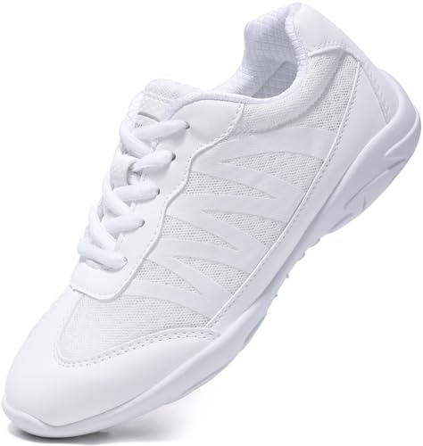 TUOTOM White Cheer Shoes for Girls Lightweight Youth Kids Cheerleading Sneakers Hip Hop Dance Shoes Tumbling Tennis