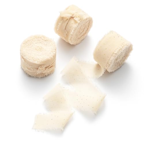 MORSUNBELA Chiffon Schleifenband Hochzeit Geschenkband Breit 25 mm x 6,4 m Band Chiffon Nude Dekoband