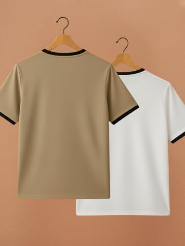 Image of YAZOLE Men's Round Neck Solid T Shirt | Regular Fit Lycra Blend Half Sleeve Tee | Casual Gym Running Walking Sports Office Travel | Stretch Fabric | Comfortable for Everyday use | (S to XXL)