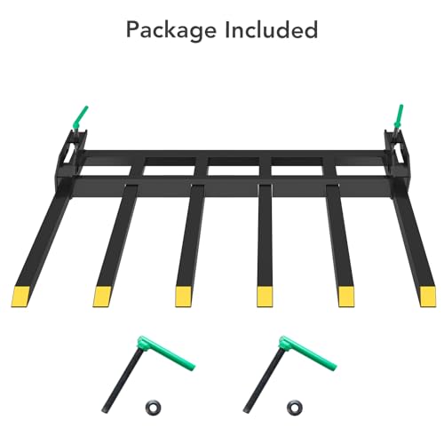 Clamp on Debris Forks to 60" Bucket, Heavy Duty Clamp-On Pallet Fork 4000 lbs Capacity Attachments Fit for Loader Bucket Skidsteer Tractor