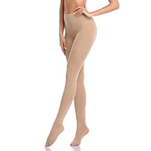 Opaque Tights for Women Control Top Pantyhose Winter Thermal Thick Tights (Beige, XXX-Large)