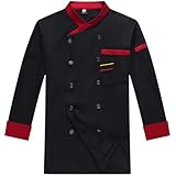 Men's Cooking Apron Cardigan Button Classic Black White Professional Long Sleeve Unisex Cook Shirt Camisas De para Mujer