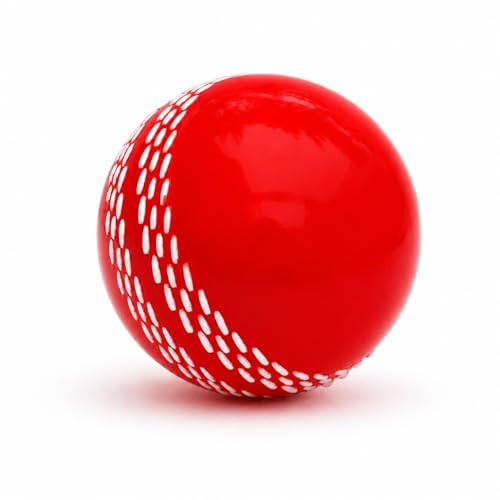 Image of T-20 Synthetic Cricket Ball Match Practice Training | Practice Cricket Ball | Wind Balls | Swing Ball | Indoor & Outdoor Street & Beach Cricket (Red, Pack of 1)