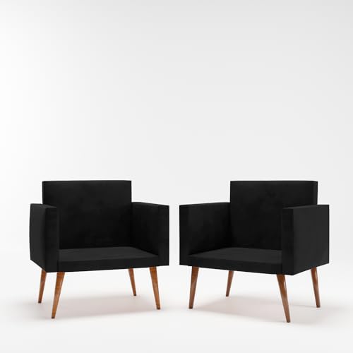 Kit Namoradeira + 2 Poltronas Decorativas Retro Sala de Recepção - Zinn Móveis (preto)