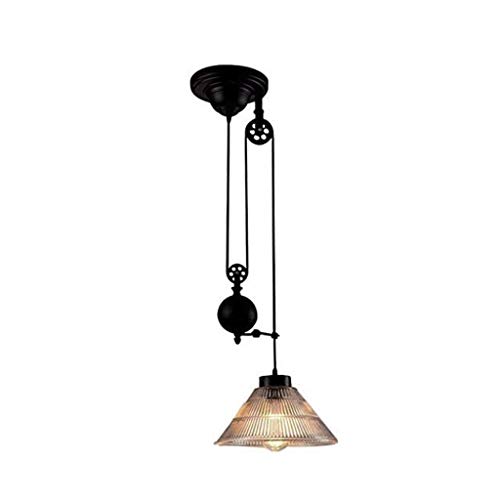 Lustre suspension vintage industriel américain en fer forgé réglable en hauteur