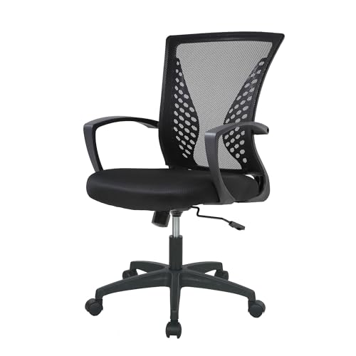 FDW | Mid Back Office Chair | Black | with Lumbar Support 360 Swivel | Ventilated Design Height Adjustment | 250 lbs Load Capacity Rolling Casters | Easy Assembly | For Home Office product thumbnail 10