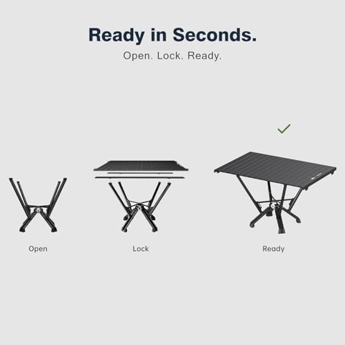 Folding Camping Table Portable Outdoor Table with Aluminum Roll Up Tables for 4-6 Person Fold Up Table with Carry Bag for BBQ, Parties Dining,Beach, Hiking, Fishing