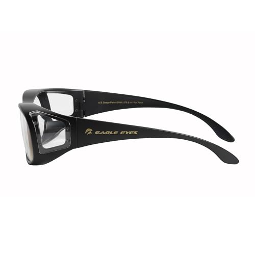 Image of Eagle Eyes FitOn DigiTec Fit Over Blue Light Blocking Computer Glasses - Wear Over Prescription Glasses /Reading Glasses /RX Glasses - 99.9% UV Protection with Anti-Reflective (Small, Black)