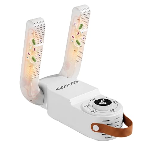 JUPPLIES Secador de Zapatos Electrico - Secador de Botas Futbol y Esqui, Zapatillas Deportivas y Guantes - Diseño Plegable con Temporizador Inteligente - Esterilización y Accion Antibacteriana