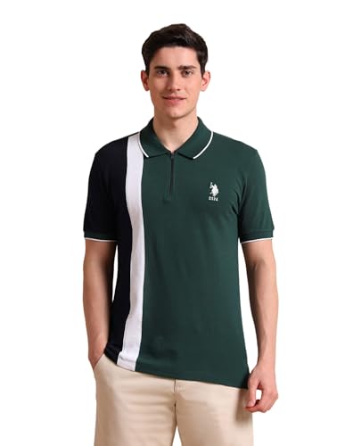 Image of U.S. POLO ASSN. Slim Fit Polo T Shirts for Men - 100% Cotton, Half Sleeves Mens Tshirt