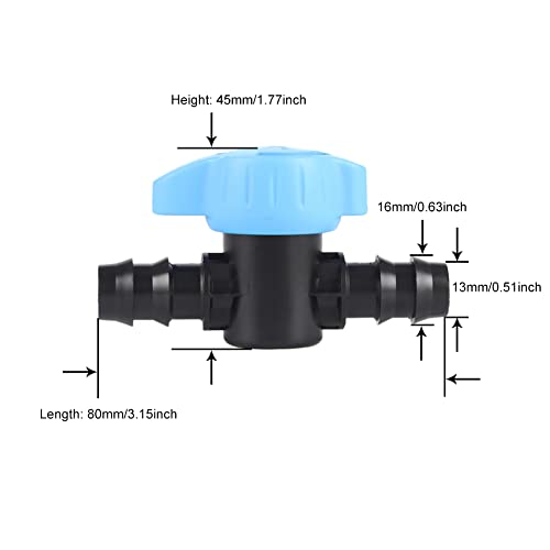 UCLEVER 10pcs Drip Irrigation Barbed Ball Valve 16mm for 1/2 and 5/8 Inch Tubing (.570 to .620 ID) Barb Shut-Off Coupling Valve - Image 2