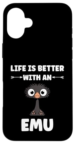 Funny animals Emus bird quote life is better with an emu �X�}�z�P�[�X iPhone 16 Plus �p