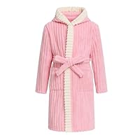 WYTbaby Peignoir à capuche en polaire pour filles - Chaud et doux - Unisexe - Pour enfants de 4 à 14 ans, rose, 10-12 ans