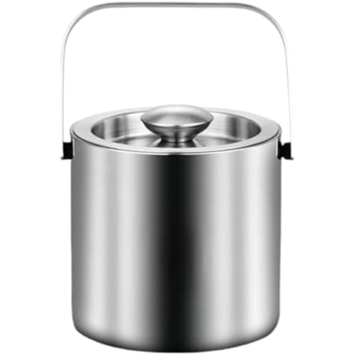 Vlfn 真空断熱アイスペール 二重構造 ステンレス製 大容量 溶けにくい設計 ハンドル付き アイスクリップ同梱 業務用 家庭用 プロ仕様 保冷効率向上 お手入れ簡単 (1.3L(平口二重層))