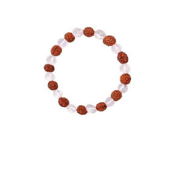 SHRRIYA DIVINE Natural Rock Crystal (Quartz) with Rudraksh 8 mm Single Bracelet for Men and Women (B0BLS7L6G7) Amazon Price History, Amazon Price Tracker
