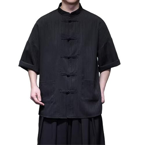 Chemise Courte Homme Style Chinois avec col Mao traditionnel