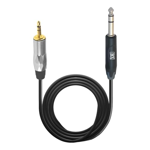 Image of MX RCA Cable AUX to RCA Y Splitter Cable To 2 Rca Stereo Audio Cable PERENT For Amplifier (Mono 6.35mm to Aux 3.5mm Cable, 3 METER), Black