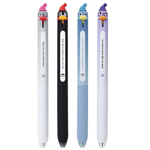 Product Image of the MOZXIRZ 4 Pcs Cute Gel Pens Cartoon Penguin Retractable Pens 0.5mm Black Ink Writing Pen Kawaii Animal Chick Pen for Women Men Office School Supplies (4Pcs Penguin)