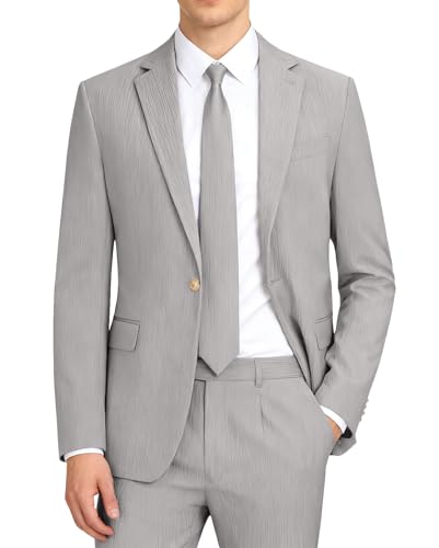 Mens Suits Slim Fit 2 Piece Casual Summer Suit Striped Jacket and Dress Pants Beach Wedding Suit Prom Tuxedo