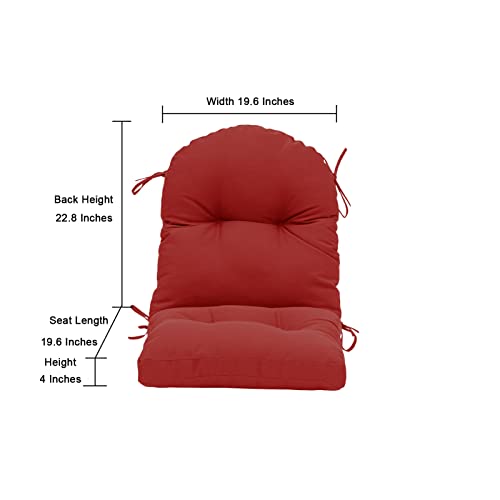 Image of QILLOWAY Tufted Outdoor Chair Cushion Set of 2, Waterproof 43x20x4 Inch Non Slip Replacement Pad for Wicker Lounge Patio Furniture, Red