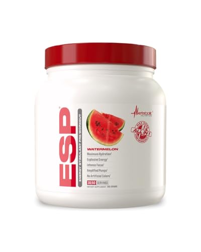 Image of Metabolic Nutrition - ESP - Stimulating Pre Workout, Pre Intra Workout Supplement, Energy & Endurance Stimulating, Natural, Safe & Mental Focus, Watermelon 300 Grams (90 Servings)
