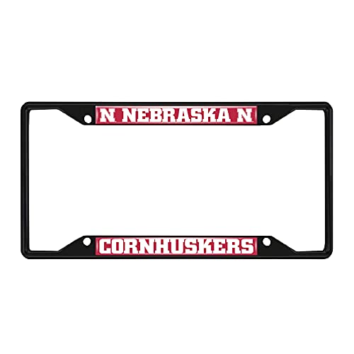 FANMATS 31269 Nebraska Cornhuskers Metal License Plate Frame Black Finish