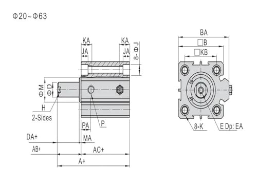 Vérin compact contre le manque d'espace industriel alésage 50mm - 5