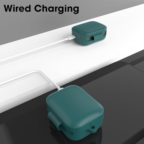 Sounce Earphone Case Cover for Boat Airdopes 800 TWS Soft Silicone Skin Case Cover Shock Absorbing Protective Case with Keychain [Front LED Visible] - Green