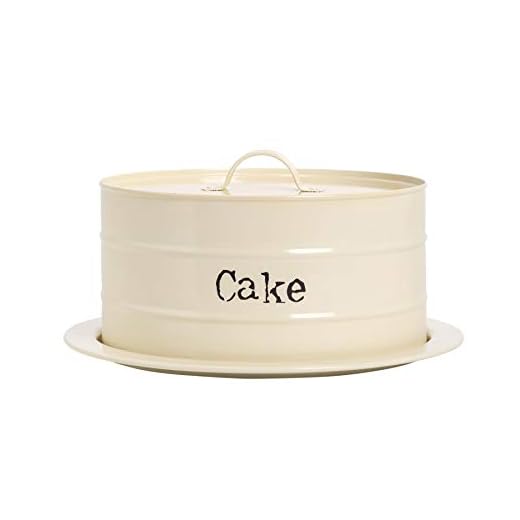 Harbour Housewares Industrial Cake Storage Tin with Dome - Vintage Style Steel Display Stand Plate with Cover - Cream