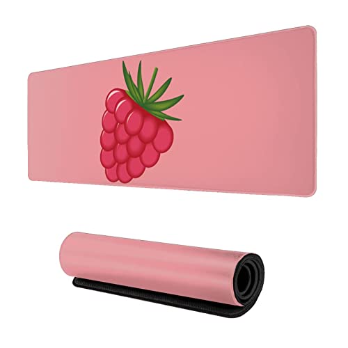 Raspberry Berry Fruit Pink Large Gaming Mouse pad,, with Non-Slip Base (11.8x31.5 inches), Comfortable, Foldable, Suitable for desktops, laptops, Keyboards, etc.