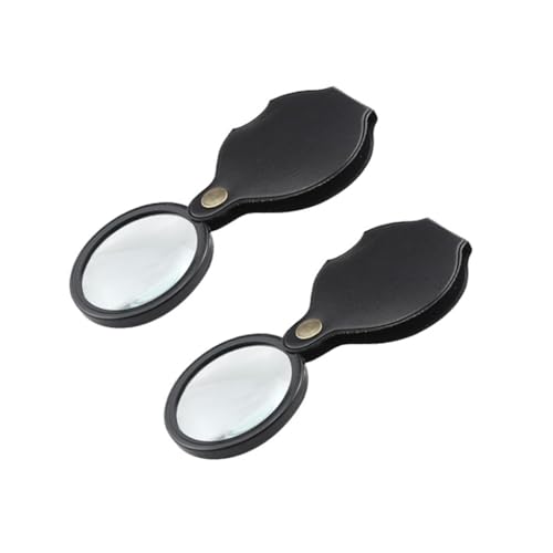 2 Pcs Loupe de Poche 10X Pliable Rotative Portable Mini Loupe de Lecture Grossissante pour Livres Journaux Cartes Bijoux Réparation Inspection Exploration...