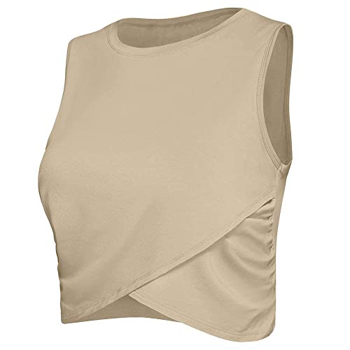Image of Yoga Crop Tops Dance Tops Fitted Workout Crop Tops Yoga Tank Tops Athletic Sports Shirts for Women