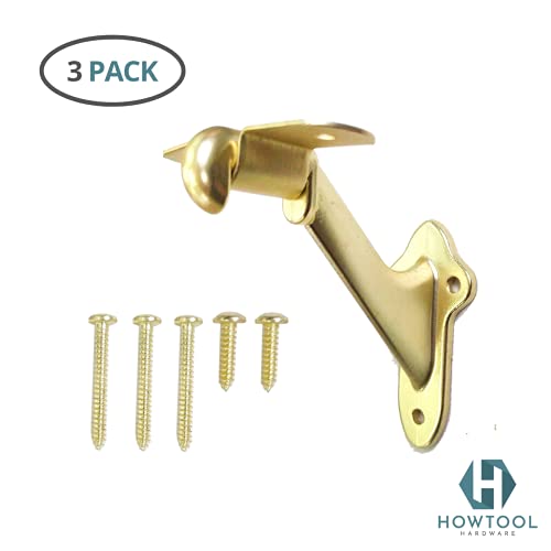 Handrail Bracket Stair Wall Mounted Champagnen Brass, 3 Pack | Howtool #TOP1