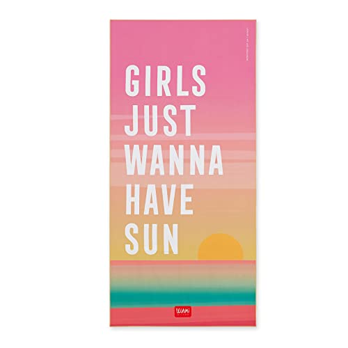 Legami - Drap de Plage 85 x 180 cm Impression Sunset d'une côté, Couleur Orange de l'autre, Multiusage pour Plage, Piscine, Palestra, Yoga, Pratique, Compact et léger, séchage Rapide, Ultra Absorbant Cover