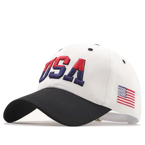 Image of USA Flag Baseball Cap American Patriotic Trucker Hat Father Dad Mother Mom Adjustable Sportswear Hat for Men Women Adults