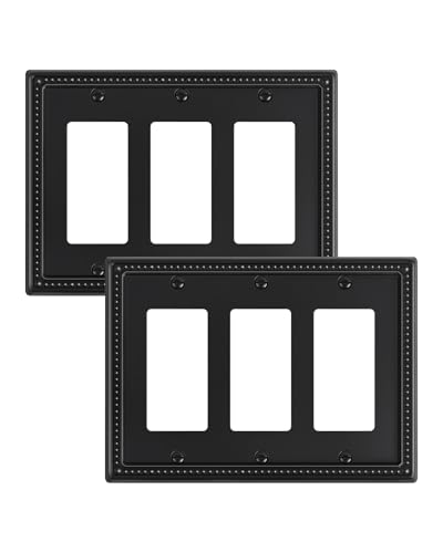 TREEWELL 2-Pack Triple Decorator Outlet Cover Plate, Black
