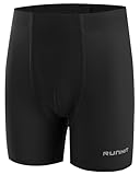 Runhit Boys Swim Jammers Square Leg Youth Competitive Swim Racing Team Swimsuits Athletic Quick Dry Swimming Shorts UPF 50+ Black M