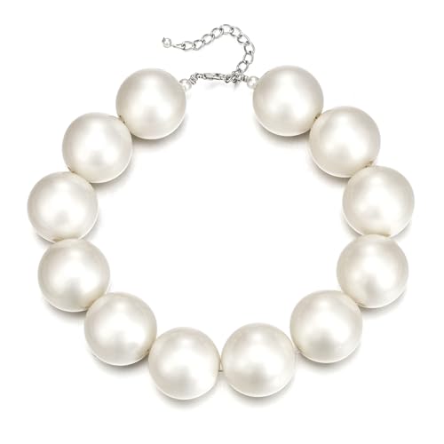 EVER FAITH Faux Pearls Collar Necklaces for Women, Imitation Pearl Beaded Chunky Wedding Statement Choker Necklace Fashion Party Prom Jewelry