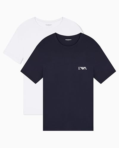 EMPORIO ARMANI Lot de 2 t-Shirts à col Rond Bold Monogram pour Homme, Blanc, Taille L