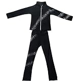 KDOQ Eiskunstlauf-Outfit mit Strasssteinen, Damen-Eislauf-Jacke und Hosen-Sets Training professionelle Wettkampf-Eislaufbekleidung Pailletten-Langarm-Langhose (Größe: 140, Farbe: Sets)