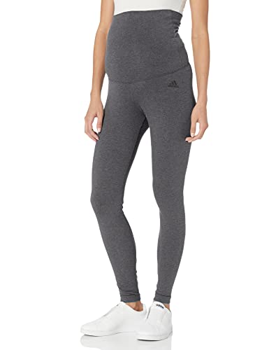 adidas Women's Essentials Cotton Leggings (Maternity), Dark Grey Heather/Black, XX-Small