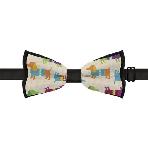 GoasNei Dachshund Dog Pattern Bow Tie for Men Adjustable Necktie Funny Tie Neck Ties for Weddings Party