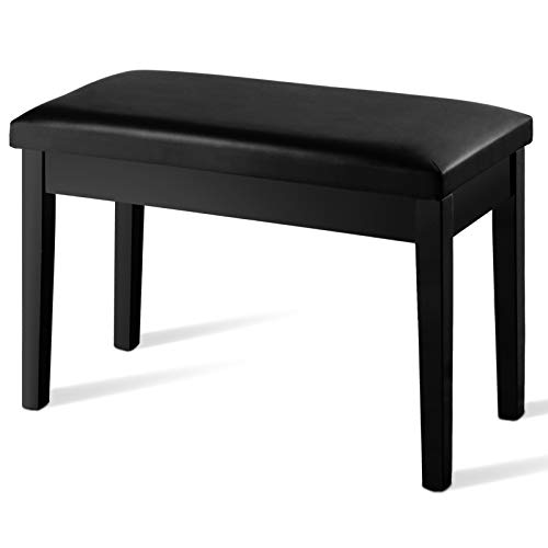 RELAX4LIFE Panca Imbottita 2 Posti per Pianoforte, Sgabello in Legno e Superficie in PU, Imbottitura ad Alta Resilienza, Stoccaggio di Spartiti Nascosto sotto Sedile Apribile a Ribalta, 75x35x49cm