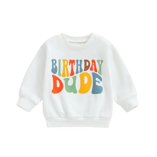 Carolilly Toddler Baby Boys Girls Birthday Jumper, Letters Printed Long Sleeve Round Neck sweatshirt Tops (6 months-4 Years)