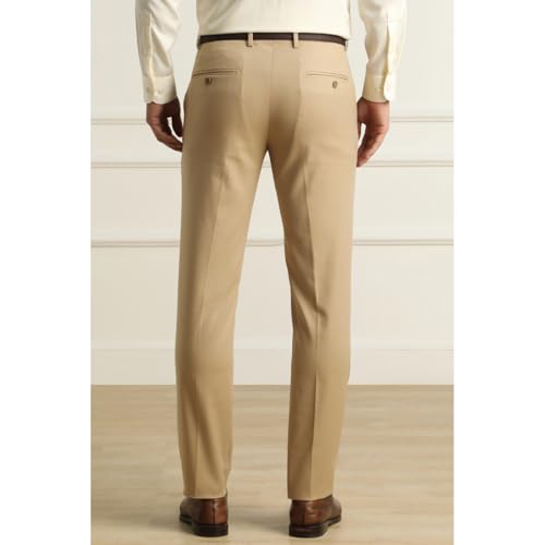 Image of Van Heusen Men's Mid Rise Slim Fit Durapress Flat Front Trousers | Superior Comfort | Auto-Flex Waist Band | Soft Touch